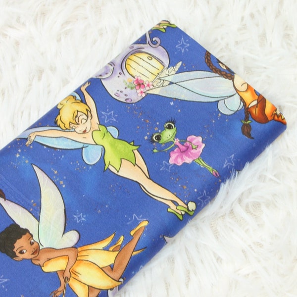 Tissu Disney : Tinker Bell tissu fée Peter Pan tissu coton tissu dessin animé tissu par la demi-cour