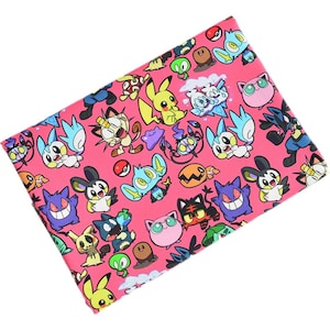 Cute Japanese Fabric, Pikachu Fabric, Polyester and Cotton fabric, 70% cotton, Monster Fabric ,Sewing by the 1/2 yard