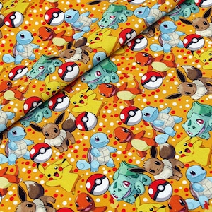 Süßer Japanischer Stoff, Pikachu Stoff, Korea Anime Stoff, 100% Baumwolle, Cartoon Stoff, Monster Stoff, Nähen durch den 1/2 Hof