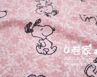 Rosa Snoopy Stoff Rosa Rosen Stoff Cartoon Anime Baumwollgewebe Verkauf von 0,5 Meter