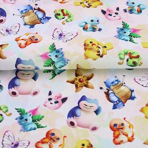Niedlicher japanischer Stoff, Pikachu Stoff, Korea Anime Stoff, 100 % Baumwolle Stoff, Cartoon Stoff, Monster Stoff, Nähen von der 1/2 yard