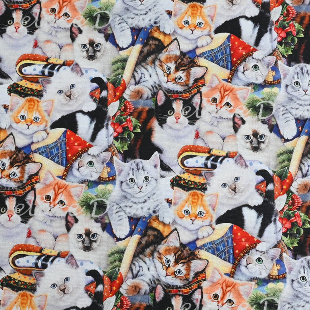 Cat Cotton Fabric Scrap,kawaii Fabric Scraps,cartoon Scrap Fabric ...