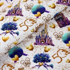 Disney Cotton Fabric 44&quot; Wide Cartoon CharacterMickey Minnie Mouse Fabric Disney Anime Cartoon Cotton Fabric By The Half Yard