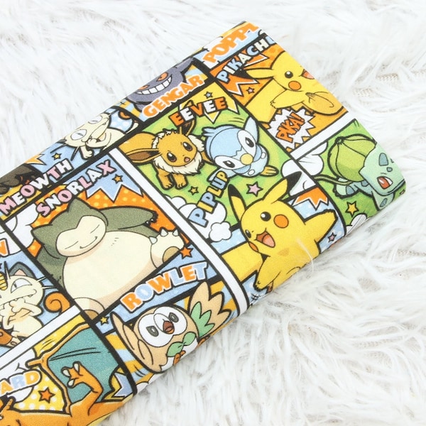 Cute Japanese Fabric, Pikachu Fabric, Korea Anime Fabric, 100% Cotton Fabric, Cartoon Fabric, Monster Fabric ,Sewing by the 1/2 yard