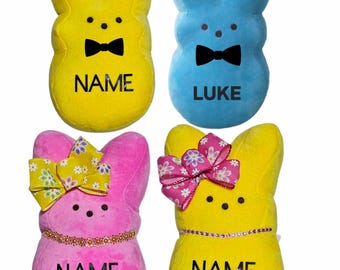 Conejito de Pascua personalizado: nombre, lazo y collar personalizados