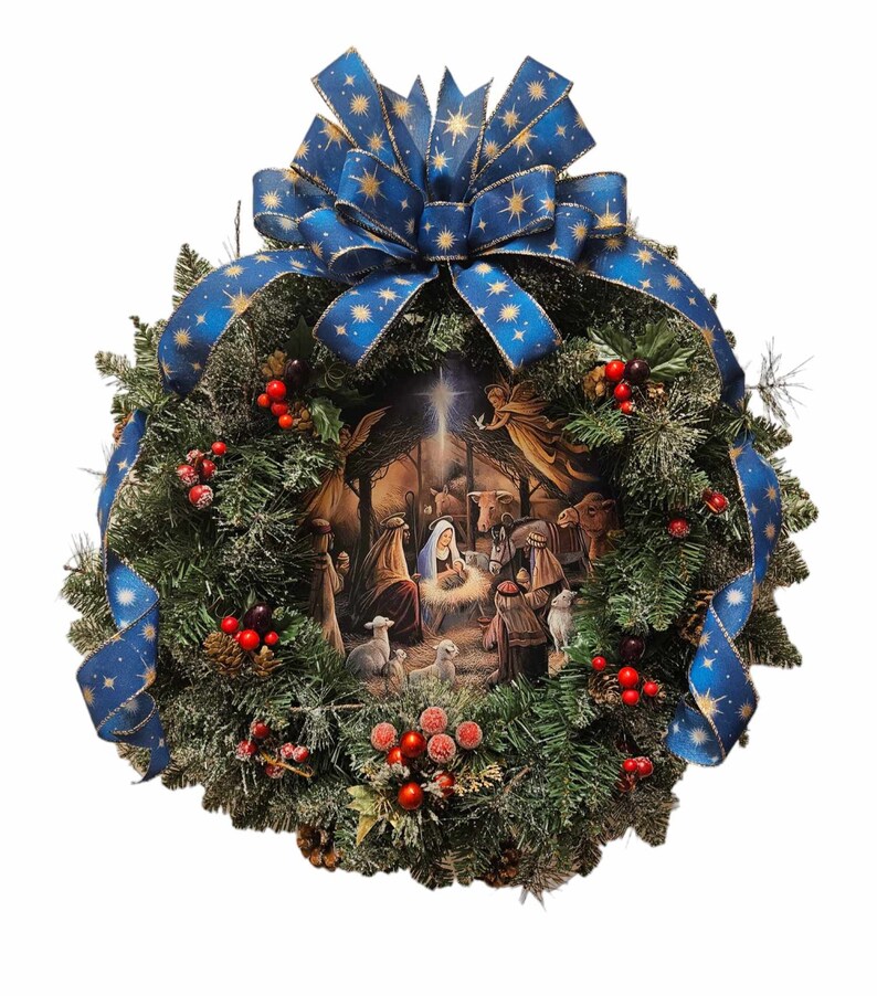 23x23 Nativity Scene Wreath Reason for the Season for Etsy
