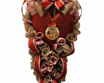 Corona de San Valentín: Decoración de corazones con malla y cinta