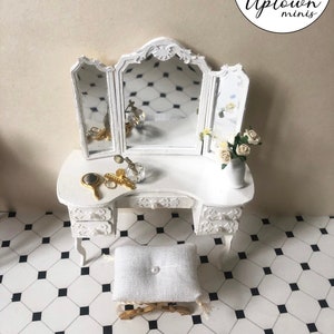 SVG file for an antique vanity and stool in 1:12 scale