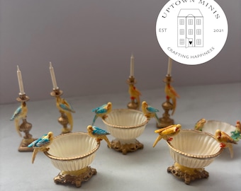 Charmante papegaaivaas en kandelaars | Poppenhuisminiatuur | STL-bestanden