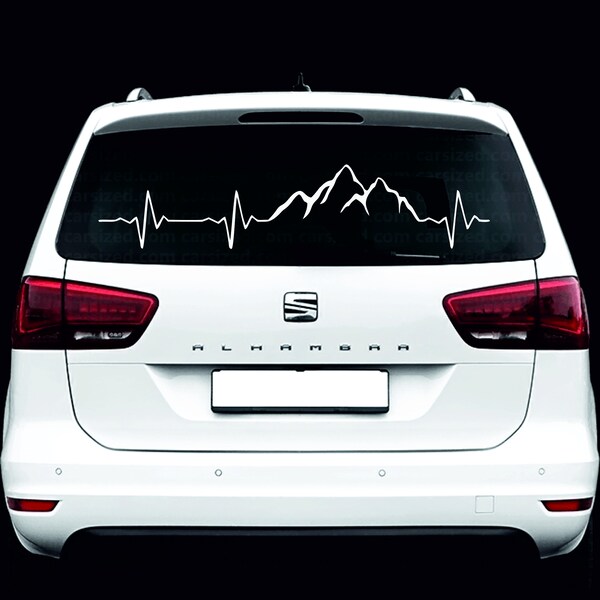 EKG HERZSCHLAG GEBIRGE Folienaufkleber für alle glatten Flächen