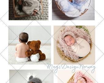 Baby photo, A4 clipart, digital dowmload, cute, baby, cardmaking, scrapbooking, nursery, newborn, toddler, sleepy baby, baby in basket,
