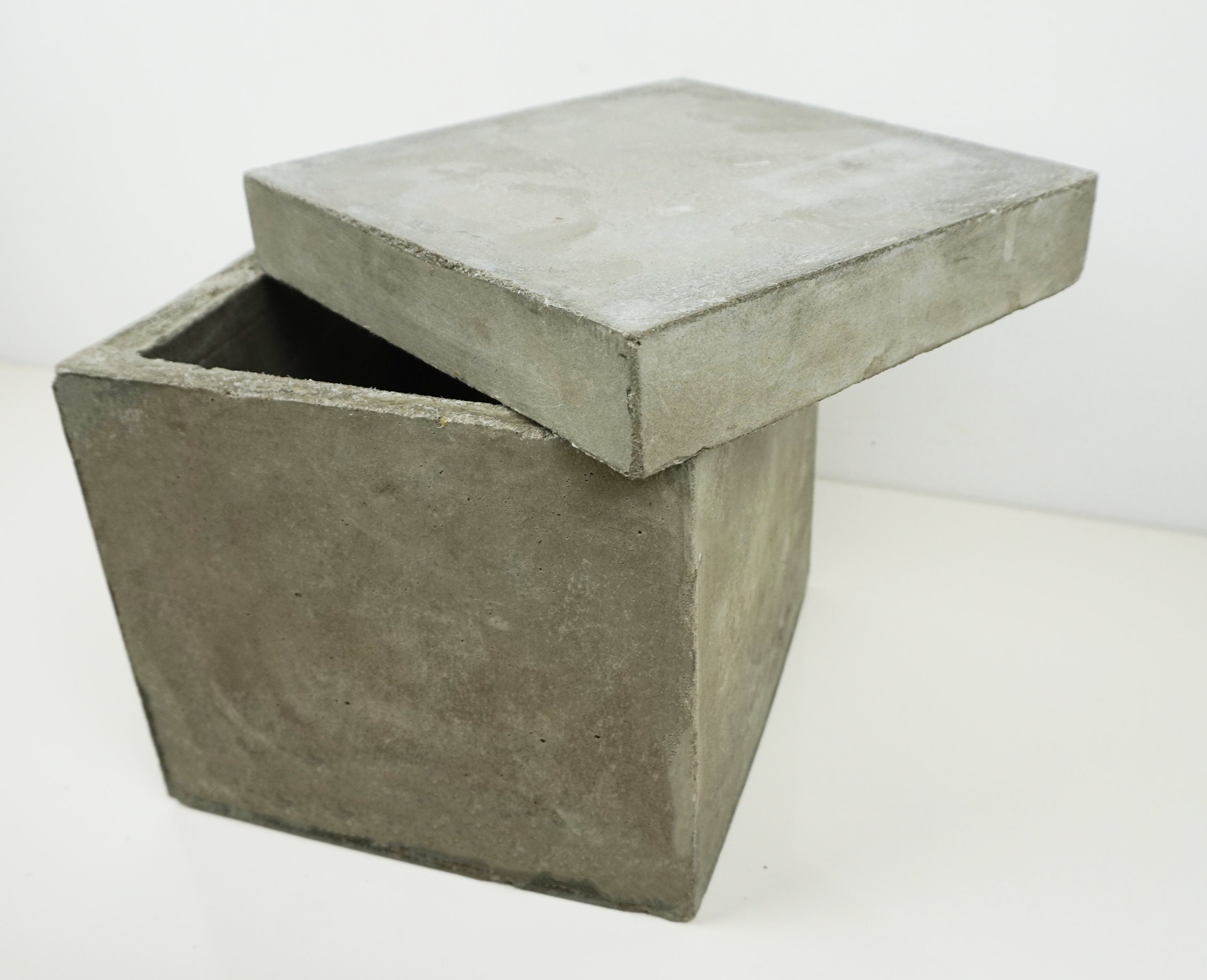 Large cement container with lid Large Concrete Pot Flower Etsy