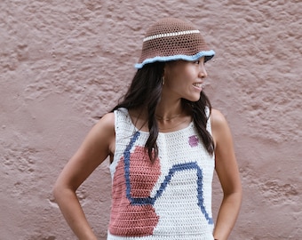 Abstract Crochet Top - Kawato Vest | spring summer top, Mother’s Day, handmade, cozy soft cotton, minimalist, for her, gift