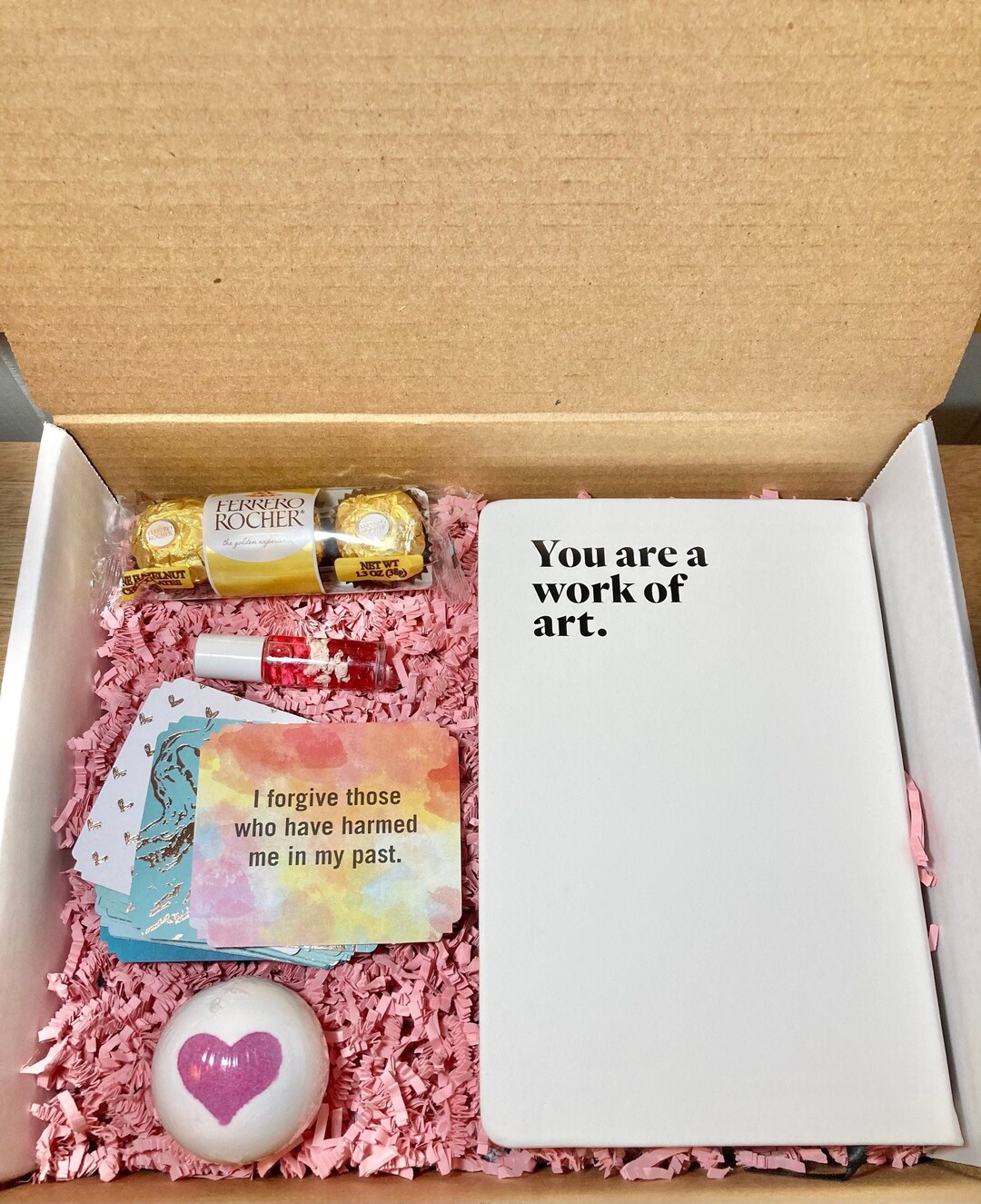 Encouragement Gift Box: Journal, Affirmation Cards, Bath Bomb, Perfume ...