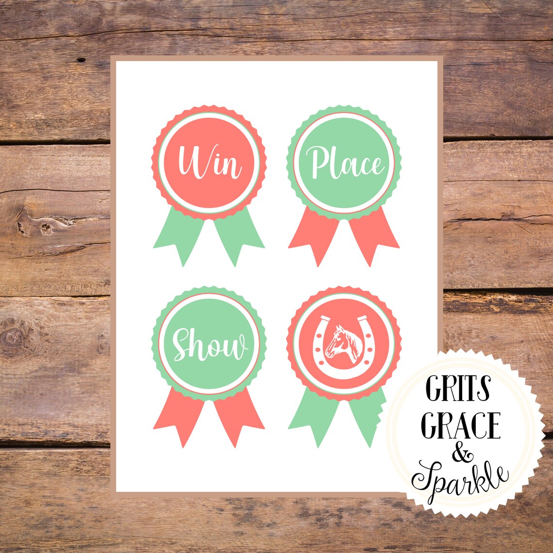 Kentucky Derby Ribbons Print: Coral & Mint Party Decor (PDF File) - Etsy