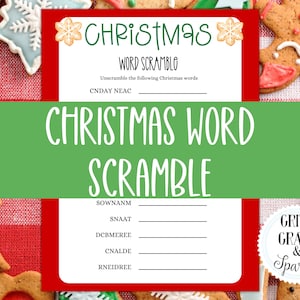 Christmas Word Scramble Game: Holiday Party Activity (PDF & JPG)