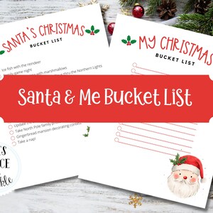 Santa and Me Weihnachtsbucketliste, Wunschliste, Weihnachtsbucketliste, Füllen Sie die leere Eimerliste aus, Weihnachtsaktivitäten für Kinder