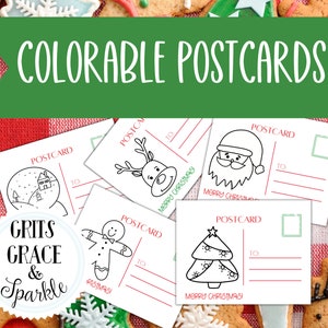 10 Weihnachtspostkarten, Ausmalkarten für Kinder, 10er-Postkarten-Set zum Ausmalen, Weihnachtsfärbung für Kinder, Kinderweihnachtsaktivität