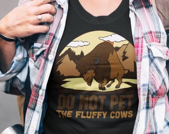 Wyoming Yellowstone National Park T-shirt, Fluffy Cows Shirt, Emo Cows Top for Camping and Hiking