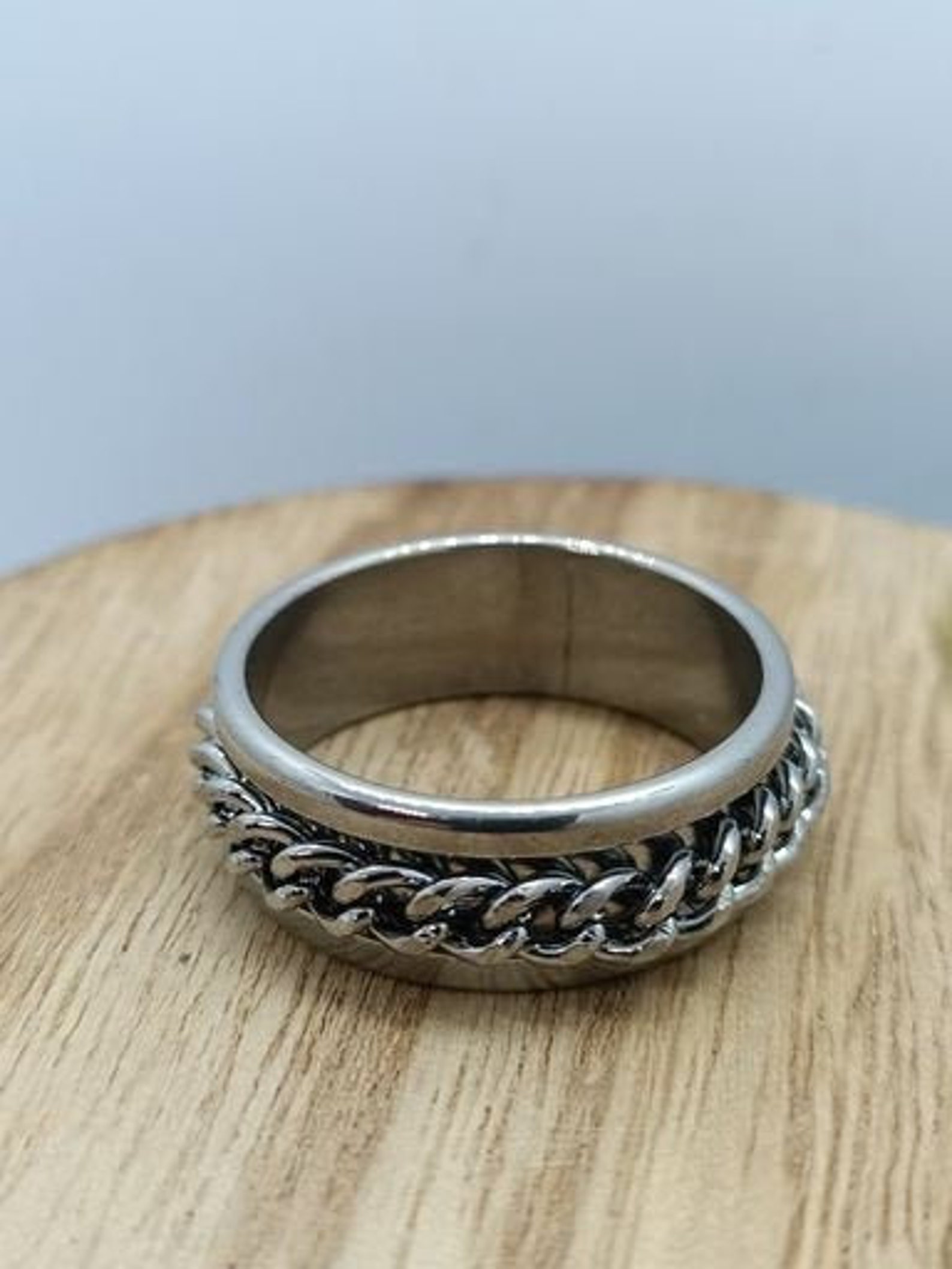 Silver Spinning Ring Spinner Ring Fidget Anxiety Chain Etsy