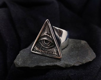 thumbnail image 2 of Chunky Gothic Dragon Ring For Men With Gemstone - Stainless Steel Signet Ring, Sizes 7-14 2 of 14