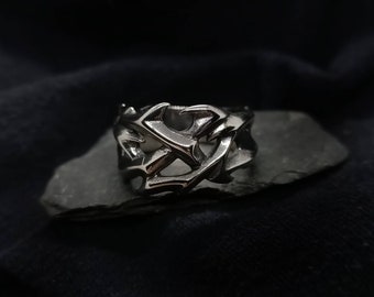 Crown of Thorns Ring Alternative Goth Emo Funky Unique Ring Biker Ring Chunky Ring Unisex Silver Rings Mens Biker Rings
