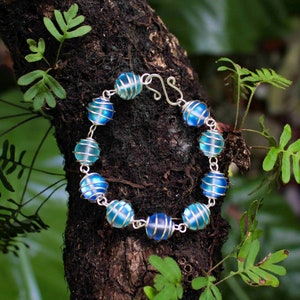 Spiral Wire Wrapped Mermaid Glass Caged Bead Bracelet