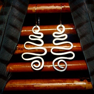 Handcrafted, Lightweight Silver Aluminum Squiggle Earrings