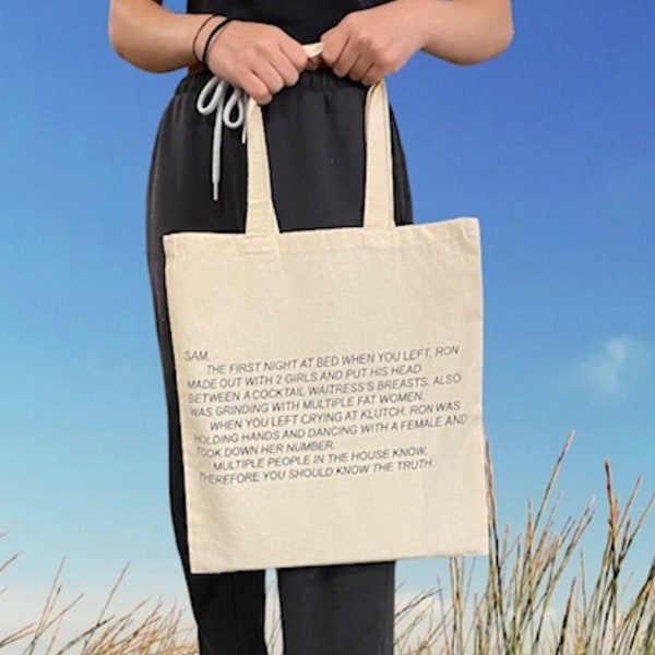 Jersey Shore Note Cotton Tote Bag, 15 x 15inch, Anonymous Letter Tote Bag, (natural color)