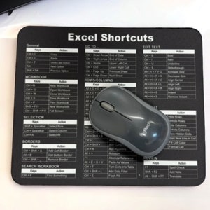 Black Excel Shortcuts Mouse Pad -Desk Accessories, Desk accessories, Office Desk Accessories, Gift Coworker( V1 ) image 4