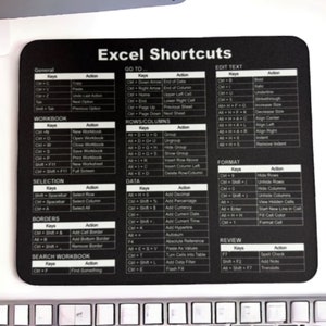 Black Excel Shortcuts Mouse Pad -Desk Accessories, Desk accessories, Office Desk Accessories, Gift Coworker( V1 ) image 3