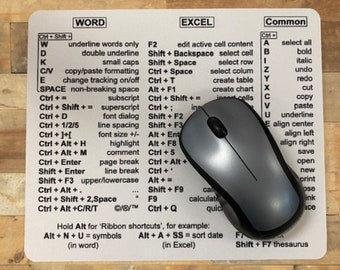 Word (Excel for Pc ) Shortcuts Mouse Pad    / Desk Accessories, Desk accessories, Office Desk Accessories, Gift Coworker