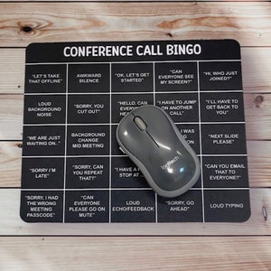 Conference Call Bingo Mouse Pad    / Desk Accessories, Office Desk Accessories , 5 Different  Options Available, Black Color Over White