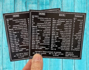 Excel Shortcuts Sticker Set: Waterproof Laminated Decals (2 Pieces ...