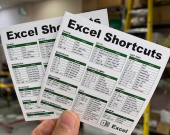 Excel Shortcuts Sticker Set: Waterproof Laminated Decals (2 Pieces)