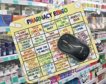 Pharmacy Bingo Mouse Pad: Funny Pharmacist Office Decor