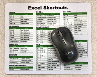 Excel  Shortcuts Mouse Pad    / Desk Accessories, Office Desk Accessories, Gift Coworker, Christmas Gift, ( FREE 1 Excel Sticker )