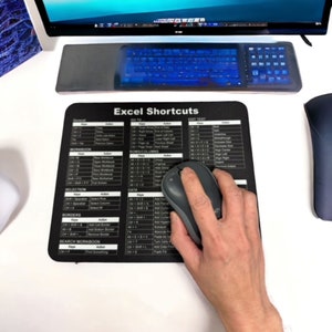 Black Excel Shortcuts Mouse Pad -Desk Accessories, Desk accessories, Office Desk Accessories, Gift Coworker( V1 ) image 2
