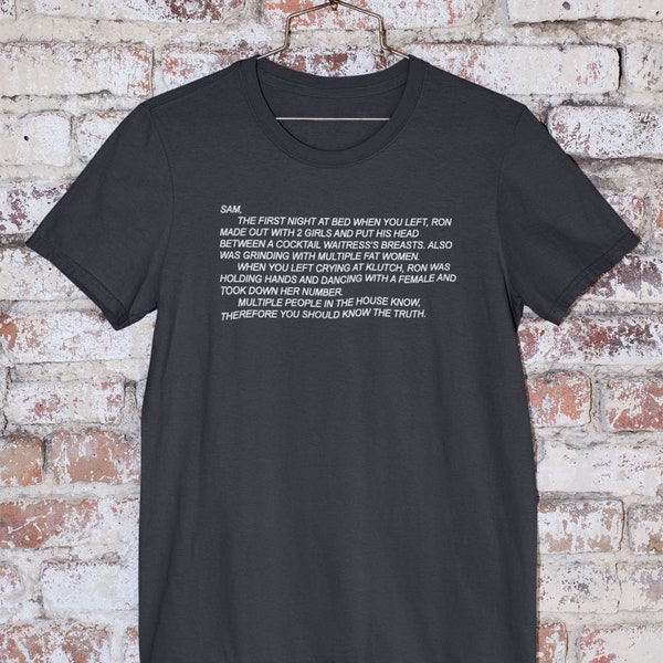 Jersey Shore "The Note" Unisex T-Shirt, Dear Sam Anonymous Letter