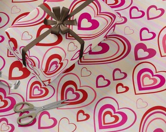 Hearts Wrapping Paper Valentine's Day Gift Wrap Love Theme Present Packaging Romantic Holiday Decor Decorative Pink and Red Heart Design