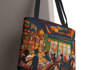 African American Book Store Tote Black Girls Library Tote Afrocentric Art Book Lover Travel Bag Melanin Teacher School Bag Bookworm Gift