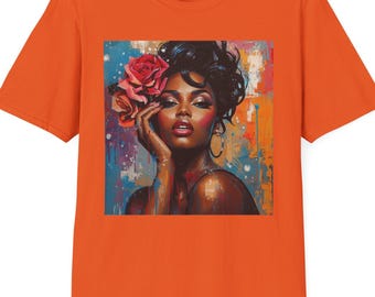 Black Woman Art Tee -African American Female Portrait Clothing, Afrocentric Cultural Black History Apparel, Ethnic Empowerment