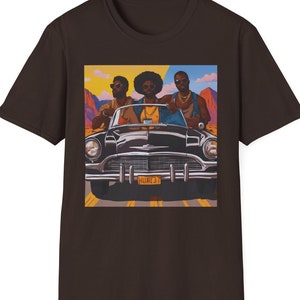 Black Men Road Trip T-Shirt Vintage Melanin Male Vacay Afro Tee Retro African American Kings Apparel Afro Old School Brown Skin Men Clothing