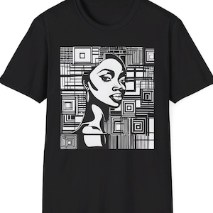 Black Girl Art T-Shirt African American Woman Tee Melanin Girl Afrocentric Art Casual Comfort Apparel Gift For Her Brown Skin Queen T-Shirt