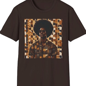 Afro black Man Tee Retro Melanin Afrocentric Black American Art Comfort Apparel Brown Skin Male Casual Graphic T-shirt Gift For A black king