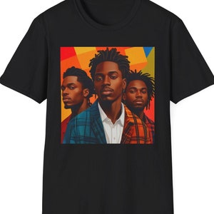 Black Man Locs TShirt Melanin Male Hairstyle Casual Comfort Crewneck Tee Black American Afro Art Men Clothing African American King Apparel