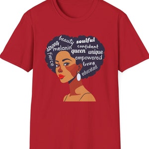 Black Queen T- Shirt Afro Woman Empowerment Tee Shirt Black Girl Magic Apparel Strong Fierce Educated Melanin Girl Clothing Black HistoryTee