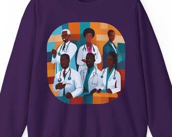 African American Doctors Unisex Sweatshirt Black Medical Professional Gift Healthcare Worker Apparel Physician Pullover Sweatshirt Crewneck
