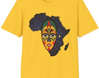 African Continent Unisex Mask Map Shirt African American Apparel Gift African Map Black Culture Clothing Afrocentric Melanin Art T-Shirt