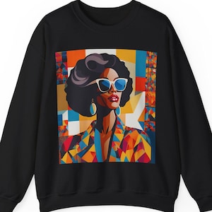 Afro Melanin Girl Sweatshirt African American Colourful Woman Clothing Afrocentric Apparel Gift Brown Skin Lady Casual Comfort Pullover